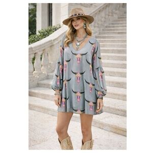 Show Me Your Mumu Donna Michelle Tunic Dress Size M boho‎ bull skull western